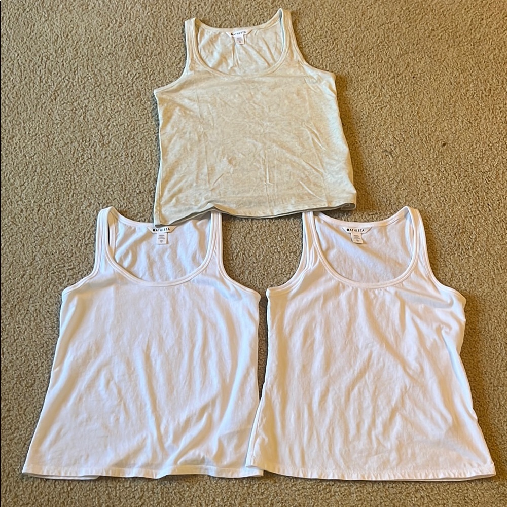 3 Athleta True Cotton Slim Tanks